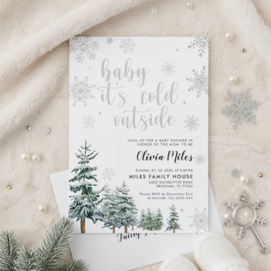 Baby Es ist kalt draußen Einladung Winter Silber