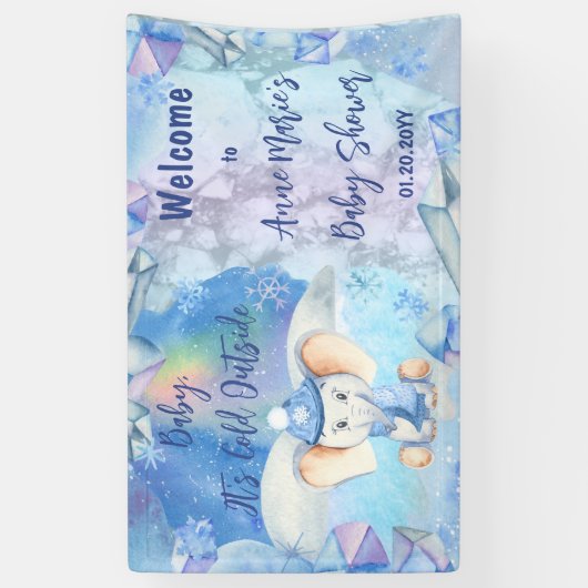 Baby Es ist kalt draußen Elephant Winter Baby Dusc Banner (Vertikal)