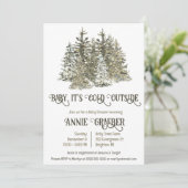 Baby es ist kalt draußen, Evergreen Tree Baby Show Einladung (Stehend Vorderseite)