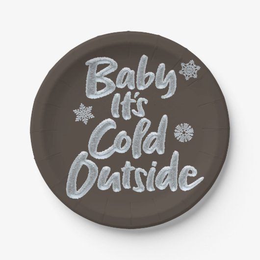 Baby Es ist kalt draußen gefroren elegant braun Ty Pappteller (Vorderseite)