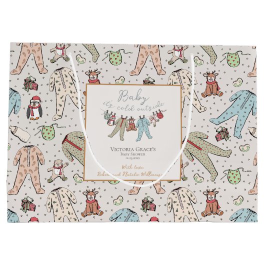 Baby Es ist kalt draußen Geschlecht Neutral Baby D Große Geschenktüte (Rückseite)