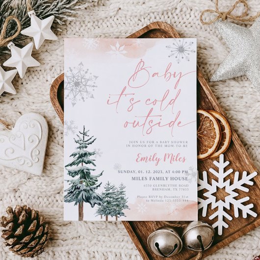 Baby es ist kalt draußen, Girl Baby Dusche Winter Einladung