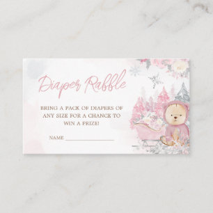 Baby Es ist kalt draußen Girl Bear Diaper Raffle Begleitkarte
