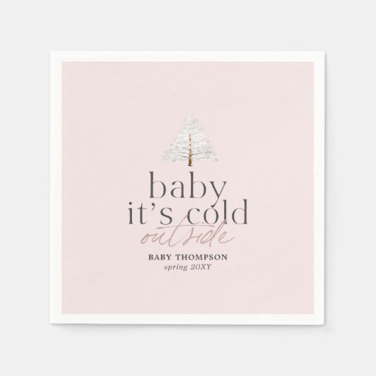 Baby Es ist kalt draußen Girl Pink Babydusche Serviette (Vorderseite)