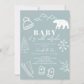 Baby Es ist kalt draußen handgezeichnet Blue Baby Einladung (Vorderseite)