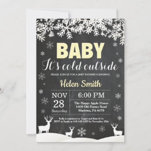 Baby, es ist kalt draußen Hirsch Winter-Baby-Party Einladung