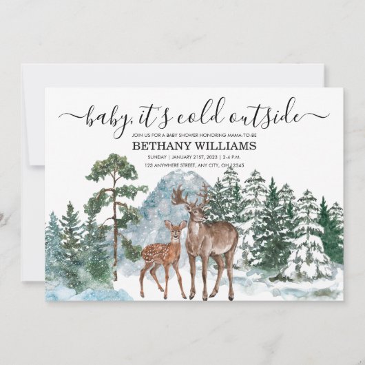 Baby es ist kalt draußen im Winter Baby Duschbad S Einladung (Vorderseite)