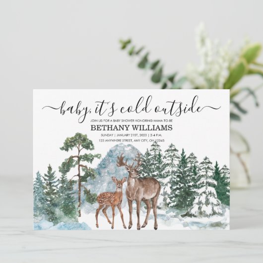 Baby es ist kalt draußen im Winter Baby Duschbad S Einladung (Stehend Vorderseite)