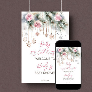 Baby es ist kalt draußen im Winter Babydusche will Poster
