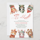 Baby Es ist kalt draußen im Winter Woodland Babydu Einladung (Vorderseite)