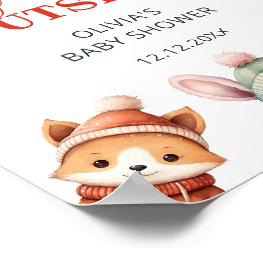 Baby Es ist kalt draußen im Winter Woodland Babydu Poster (Ecke)