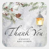 Baby es ist kalt draußen immergrün danke Platz Quadratischer Aufkleber (Vorderseite)