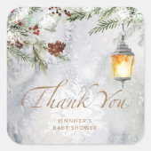 Baby es ist kalt draußen immergrün danke quadratischer aufkleber (Vorderseite)