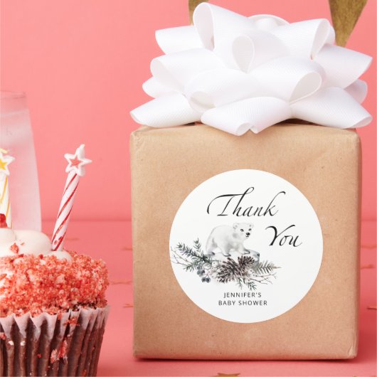 Baby es ist kalt draußen immergrün danke runder aufkleber (Party)