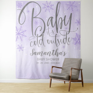 Baby Es ist kalt draußen Lila Babydusche Hintergru Wandteppich