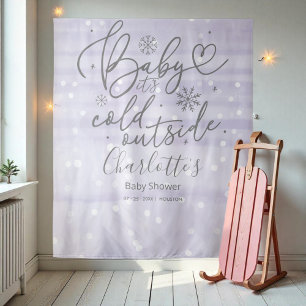 Baby Es ist kalt draußen Lila Babydusche Hintergru Wandteppich