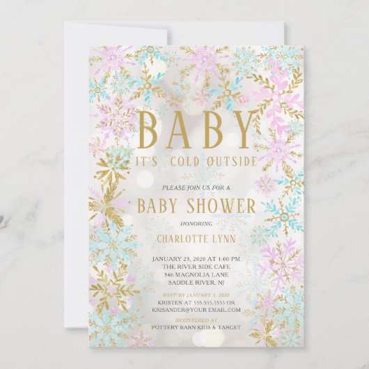 Baby Es ist kalt draußen Mädchen oder Babydusche Einladung (Vorderseite)