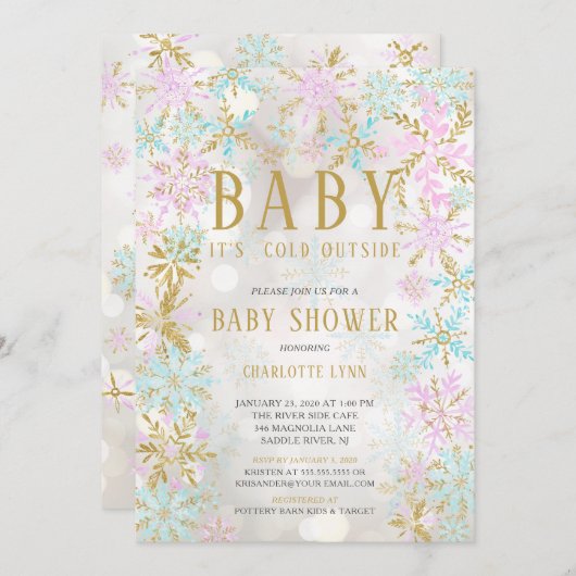 Baby Es ist kalt draußen Mädchen oder Babydusche Einladung (Vorne/Hinten)