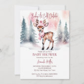 Baby es ist kalt draußen Mädchen Rehe Babydusche Einladung (Vorderseite)