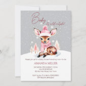 Baby es ist kalt draußen Mädchen Rehe Babydusche Einladung (Vorderseite)