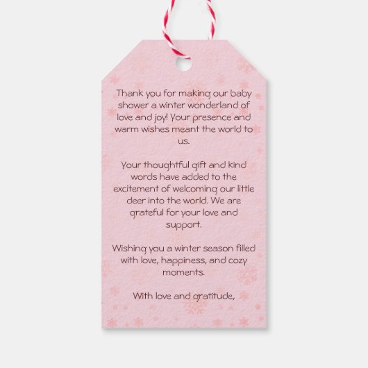 Baby es ist kalt draußen Mädchen Rehe Babydusche Geschenkanhänger (Rückseite)