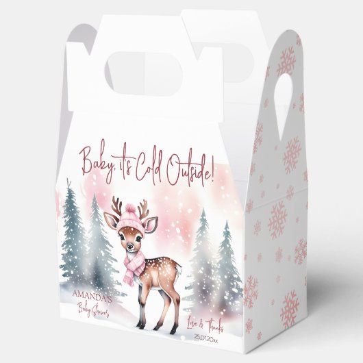 Baby es ist kalt draußen Mädchen Rehe Babydusche Geschenkschachtel (Geöffnet)