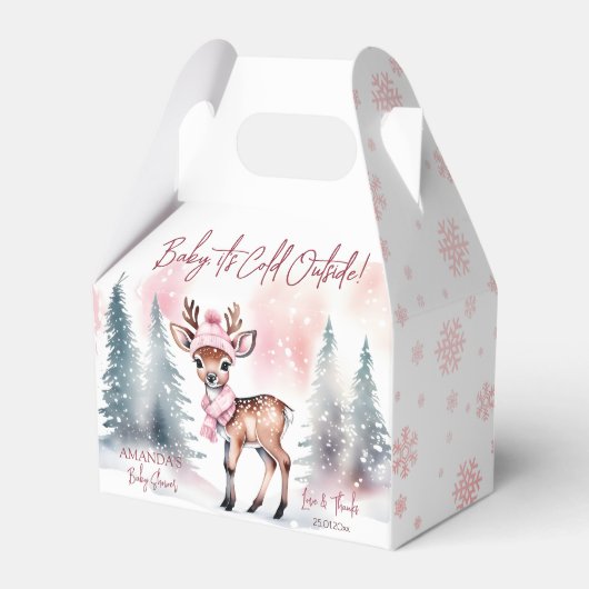 Baby es ist kalt draußen Mädchen Rehe Babydusche Geschenkschachtel (Vorderseite)