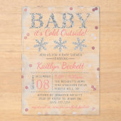 Baby Es ist kalt draußen Mädchen Winter Baby Dusch Acryleinladungen (Vorderseite)