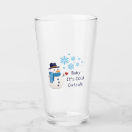 Baby Es ist kalt draußen mit einem Schneemann auf  Glas