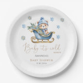 Baby Es ist kalt draußen Niedliche Bärenspülung Pappteller (Vorderseite)