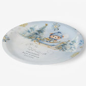 Baby Es ist kalt draußen Niedliche Bärenspülung Pappteller (Schrägansicht)