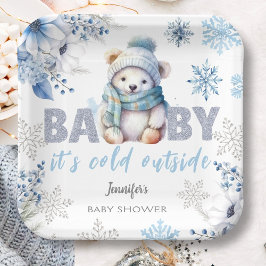 Baby es ist kalt draußen Niedliche Junge Winter Ba Pappteller