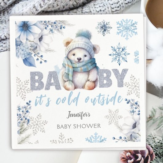Baby es ist kalt draußen Niedliche Junge Winter Ba Serviette