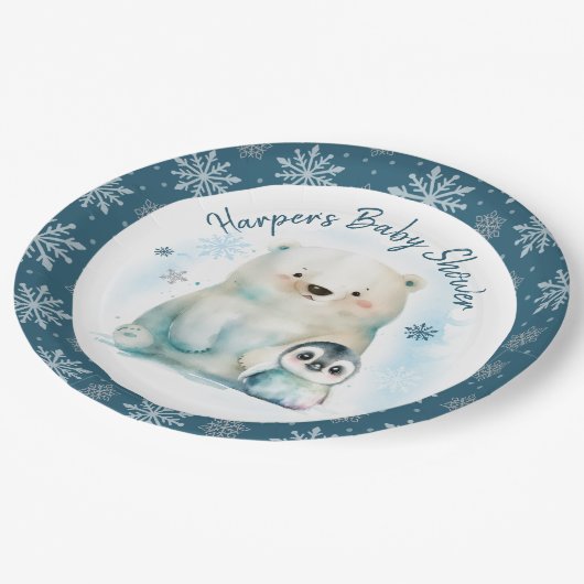 Baby Es ist kalt draußen Pappteller (Schrägansicht)