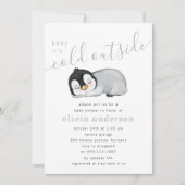 Baby Es ist kalt draußen Pinguin Babydusche Einladung (Vorderseite)