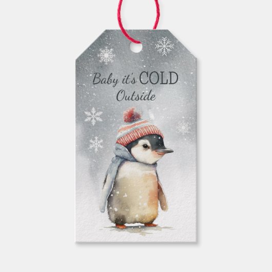 Baby Es ist kalt draußen Pinguin Urlaub Geschenkanhänger (Vorderseite)