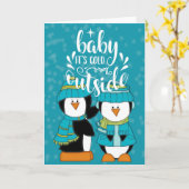 Baby Es ist kalt draußen Pinguine Blue Card Karte (Gelbe Blume)