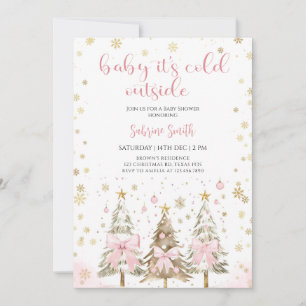 Baby, es ist kalt draußen Pink Bow Babyparty Einladung