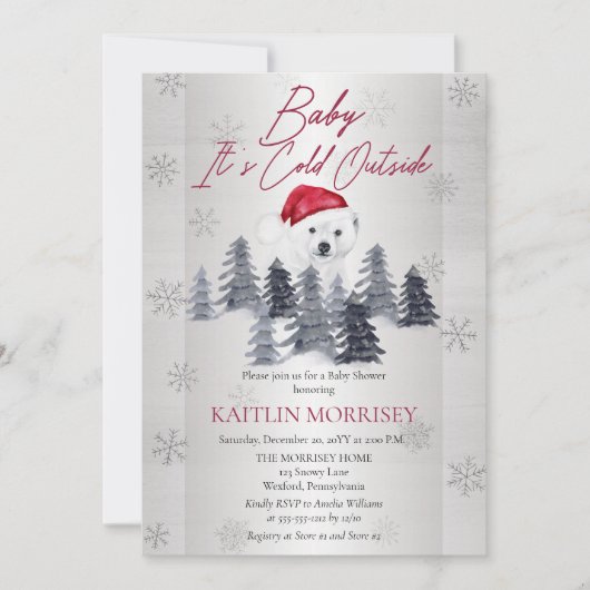 Baby Es ist kalt draußen Polar Bear Babydusche Einladung (Vorderseite)