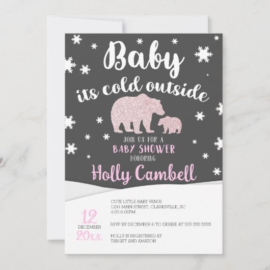 Baby Es ist kalt draußen Polar Bear Babydusche Einladung (Vorderseite)