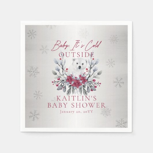 Baby Es ist kalt draußen Polar Bear Babydusche Serviette (Vorderseite)