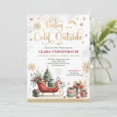 Baby Es ist kalt draußen Red Christmas Baby Dusche Einladung (Stehend Vorderseite)