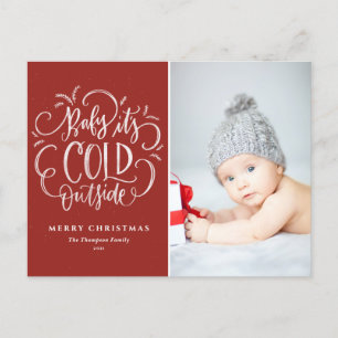 Baby Es ist kalt draußen Red Frohe Weihnachts-Foto Feiertagspostkarte