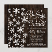 Baby Es ist kalt draußen Rustikal Wood Baby Dusche Einladung (Vorne/Hinten)