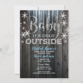 Baby es ist kalt draußen Rustikales Winter Brautpa Einladung (Vorderseite)