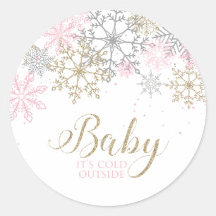 Baby, es ist kalt draußen Schneebaby-Baby-Party Runder Aufkleber