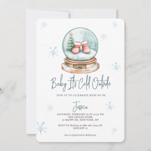 Baby Es ist kalt draußen Schneeglobe Babydusche Einladung (Vorderseite)