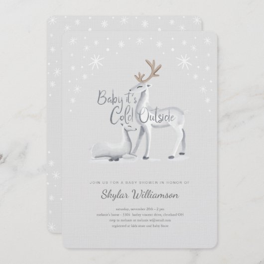 Baby Es ist kalt draußen Schneeweihnachtsfest Einladung (Vorne/Hinten)