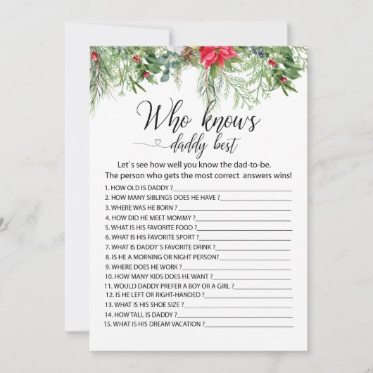 Baby es ist kalt draußen Spiele, die Dadbes kennen Einladung (Vorderseite)