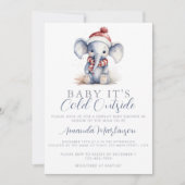 Baby es ist kalt draußen vor Elefantendusche Einladung (Vorderseite)